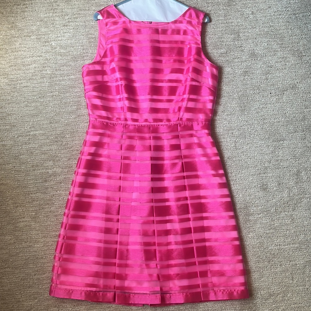 Tahari ASL Shadow Stripe Organza Fit and Flare dress